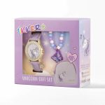 Tikkers Unicorn Crystals Purple Leather Strap Gift Set ATK1106