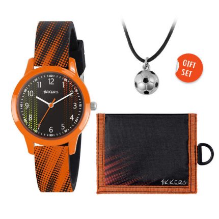 Tikkers Football Black & Orange Silicone Strap Gift Set ATK1108