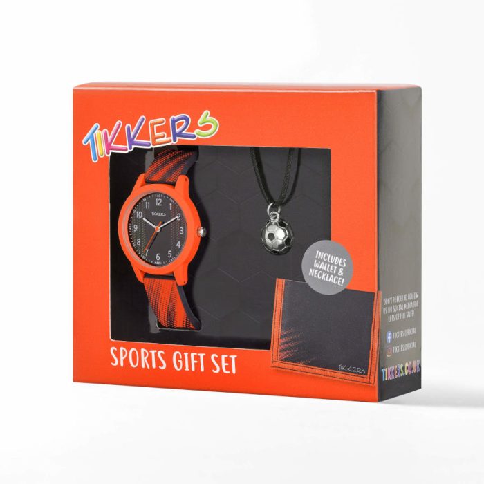 Tikkers Football Black & Orange Silicone Strap Gift Set ATK1108