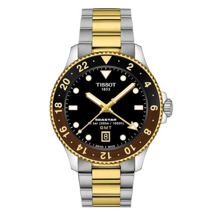 Tissot T-Sport Seastar 1000 Quartz GMT Two Tone Stainless Steel Bracelet T1208522205100