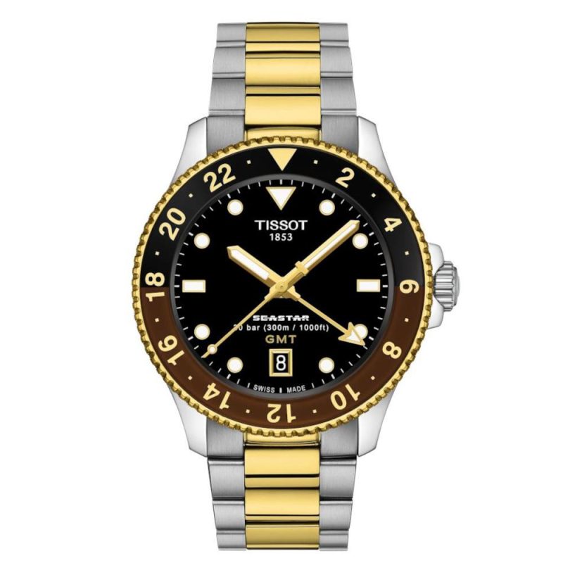 Tissot T-Sport Seastar 1000 Quartz GMT Two Tone Stainless Steel Bracelet T1208522205100