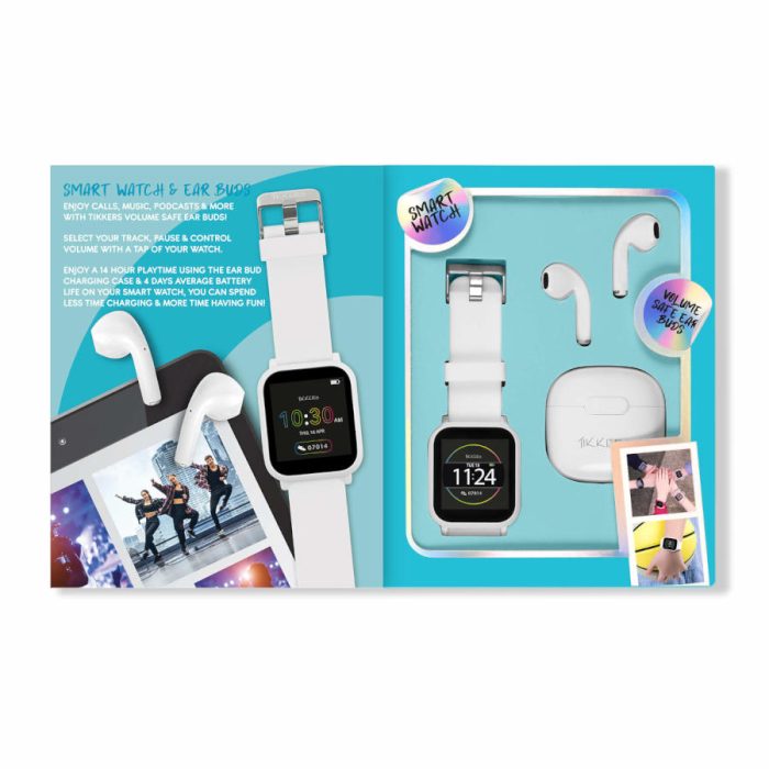 Tikkers Teen White Silicone Strap Smartwatch & Earbuds Set TKS10-0007