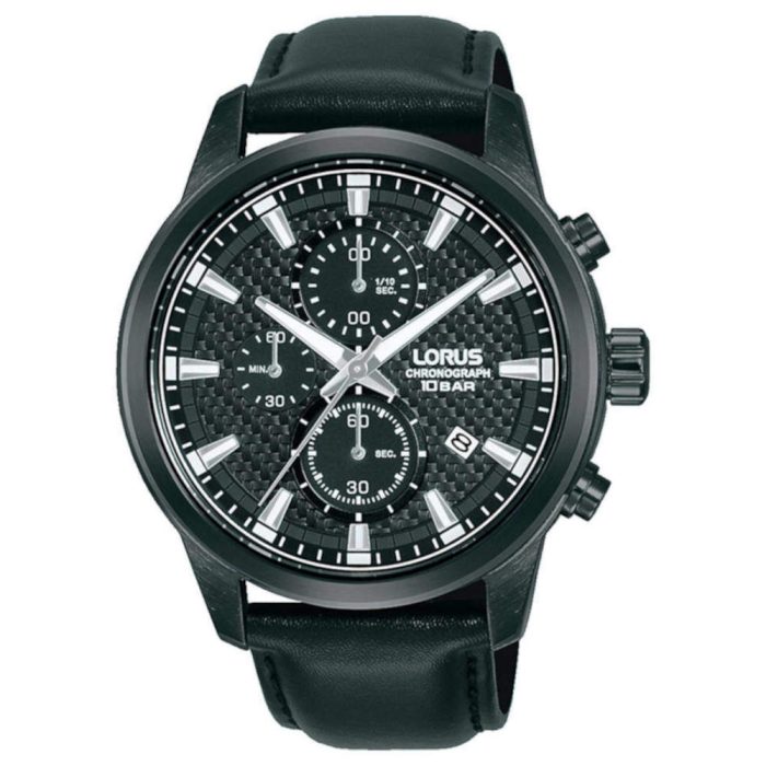 Lorus Sports Chronograph Black Leather Strap RM333HX9