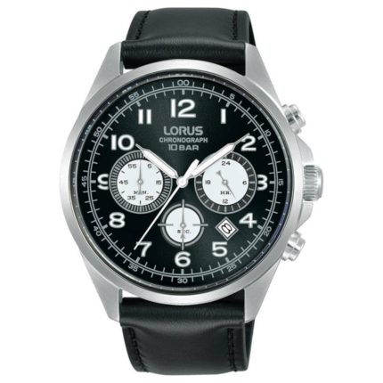 Lorus Sports Chronograph Black Leather Strap RT311KX9