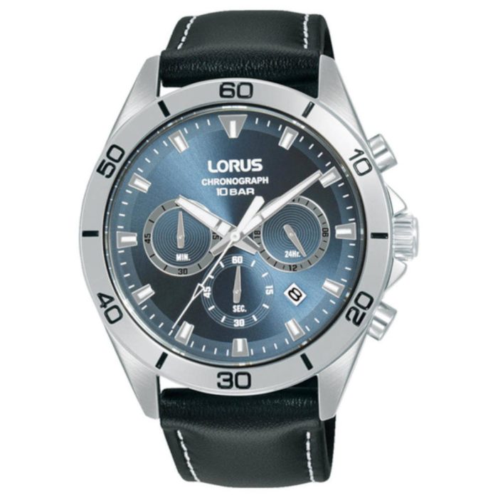 Lorus Sports Chronograph Black Leather Strap RT341KX9