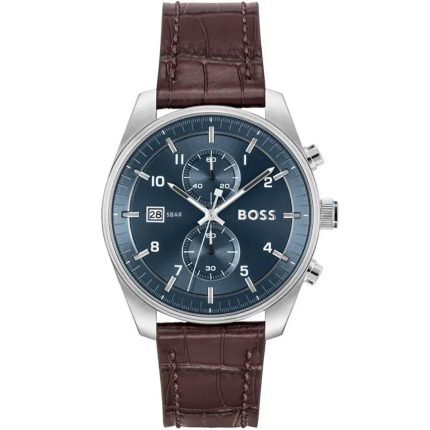 Boss Skytraveller Brown Leather Strap Chronograph 1514194