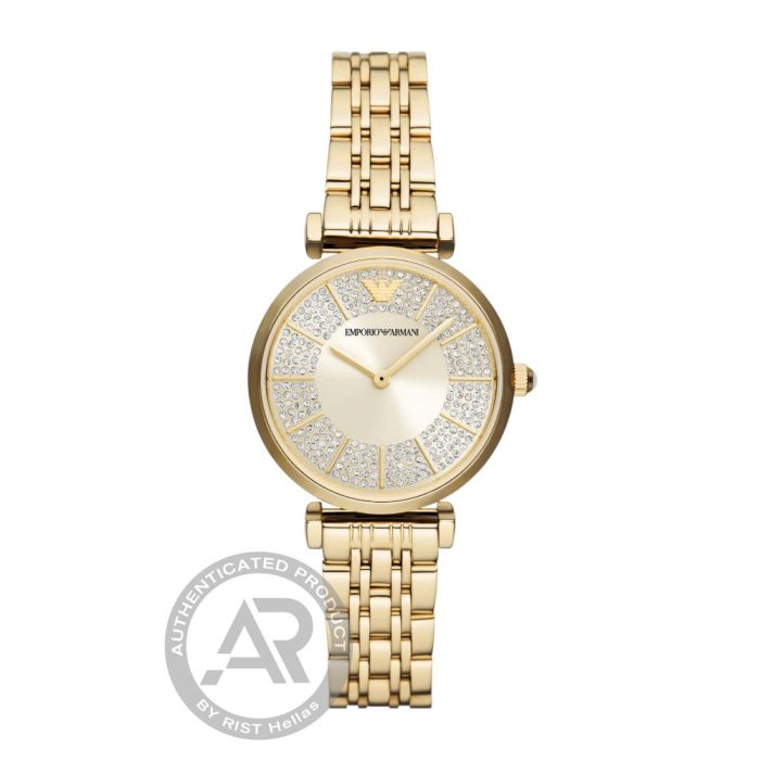 Emporio Armani Gianni T-Bar Crystals Gold Stainless Steel Bracelet AR11608