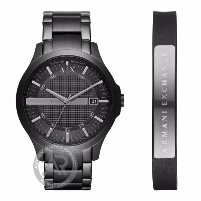 Armani Exchange Hampton Black Stainless Steel Bracelet Gift Set AX7101