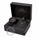 Armani Exchange Outerbanks Black Silicone Strap Chronograph Gift Set AX7105