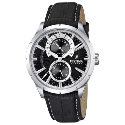 Festina Multifunction Black Leather Strap F16573/3