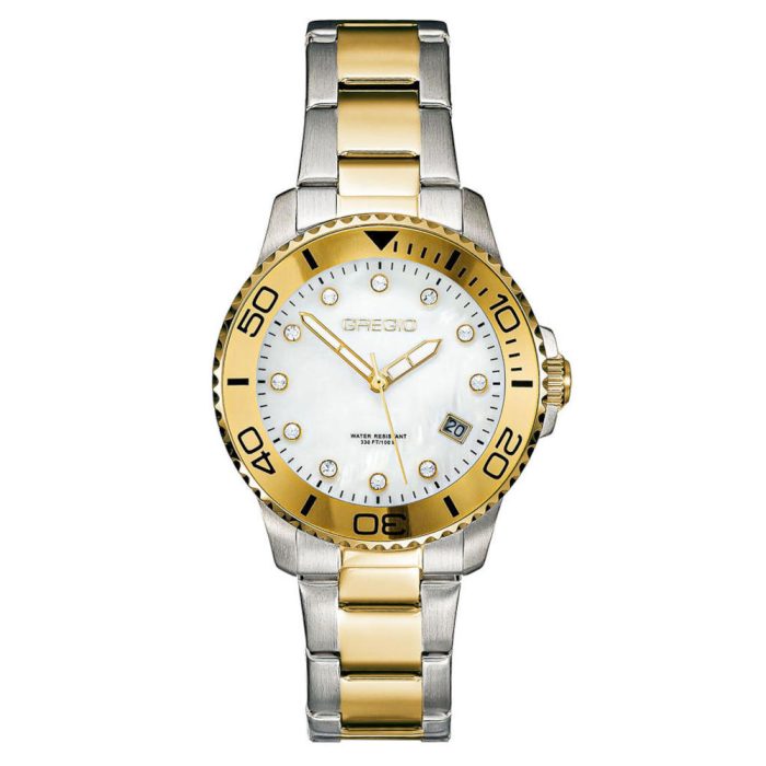 Gregio Divers Crystals Two Tone Stainless Steel Bracelet GR530040