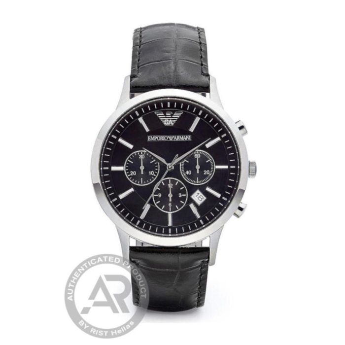 Emporio Armani Renato Black Leather Strap Chronograph AR2447