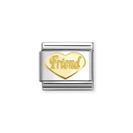 NOMINATION COMPOSABLE CLASSIC LINK FRIEND HEART IN 18K GOLD 030162/76