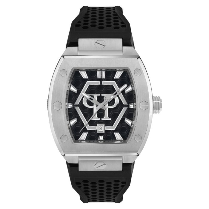 Philipp Plein The Hexagon Phantom Black Silicone Strap PWPUA0524