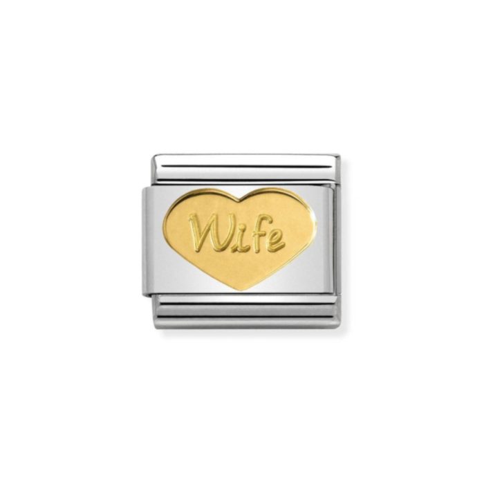 NOMINATION COMPOSABLE CLASSIC LINK WIFE HEART IN 18K GOLD 030162/42