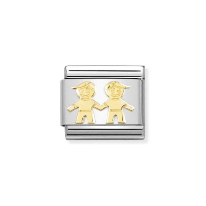 NOMINATION COMPOSABLE CLASSIC LINK BROTHERS IN 18K GOLD 030162/68