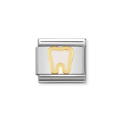 NOMINATION COMPOSABLE CLASSIC LINK TOOTH IN 18K GOLD WITH ENAMEL 030208/05