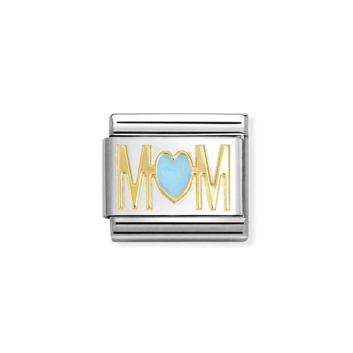 NOMINATION COMPOSABLE CLASSIC LINK MOM BLUE HEART IN 18K GOLD 030272/83