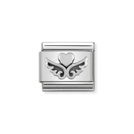 NOMINATION COMPOSABLE CLASSIC LINK HEART WITH WINGS IN STERLING SILVER 330101/13