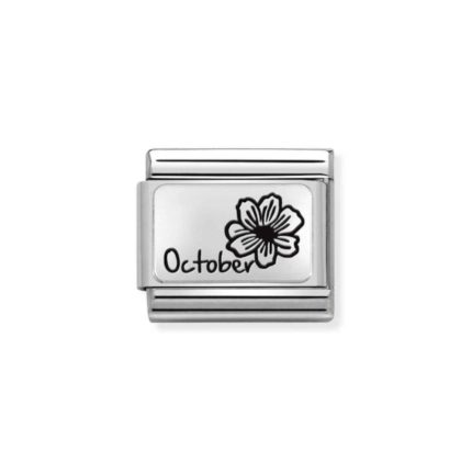 NOMINATION COMPOSABLE CLASSIC LINK OCTOBER FLOWER IN STERLING SILVER 330112/22