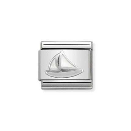 NOMINATION COMPOSABLE CLASSIC LINK SAILBOAT IN STERLING SILVER WITH ENAMEL 330202/47