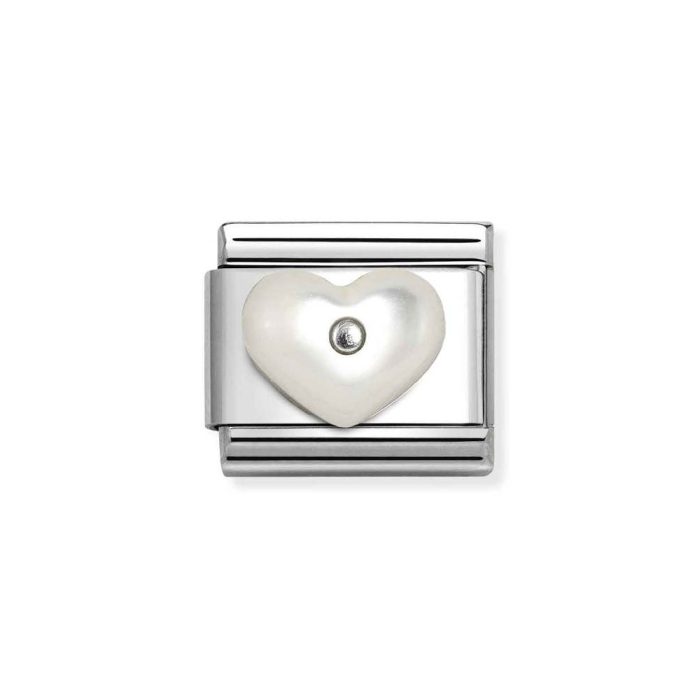 NOMINATION COMPOSABLE CLASSIC LINK HEART WITH WHITE MOTHER OF PEARL IN STERLING SILVER 330509/17