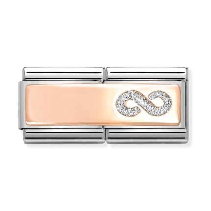 NOMINATION COMPOSABLE CLASSIC DOUBLE LINK INFINITY GLITTER IN 9K ROSE GOLD 430721/01