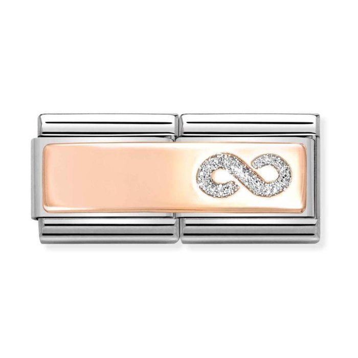 NOMINATION COMPOSABLE CLASSIC DOUBLE LINK INFINITY GLITTER IN 9K ROSE GOLD 430721/01