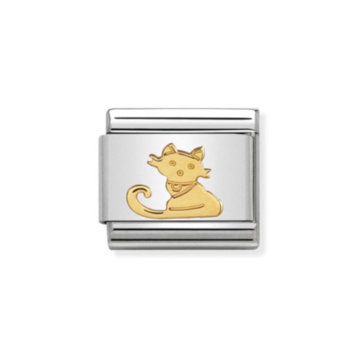 NOMINATION COMPOSABLE CLASSIC LINK CAT IN 18K GOLD 030112/32