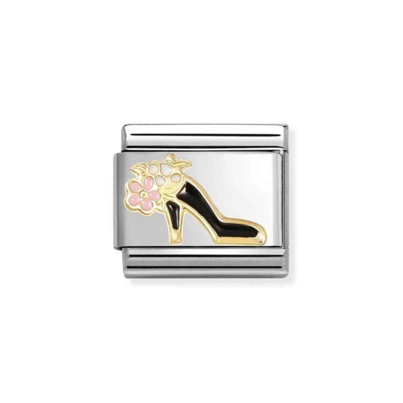 NOMINATION COMPOSABLE CLASSIC LINK SHOE WITH FLOWER IN 18K GOLD 030272/95