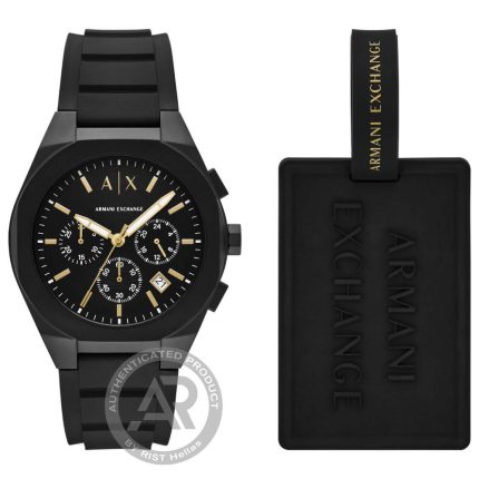 Armani Exchange Raphael Black Silicone Strap Chronograph Gift Set AX7165SET