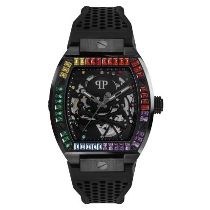 Philipp Plein The Skeleton Crystals Automatic Black Rubber Strap PWBAA0621