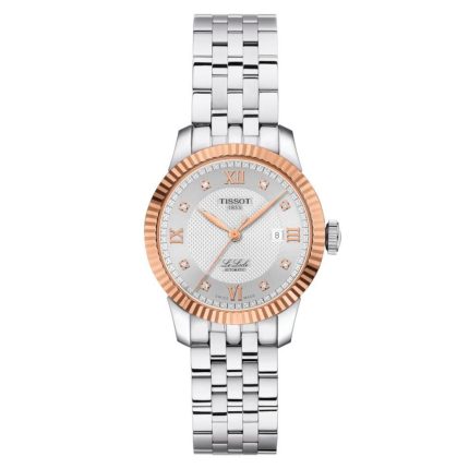 Tissot T-Classic Le Locle Diamonds Automatic Silver Stainless Steel Bracelet and 18K Rose Gold Bezel T9322074103600